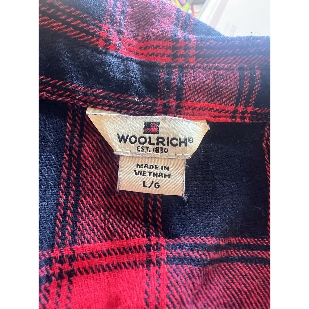 WOOLRICH Women's Size L Large Shirt Top Button Down Flannel Red Plaid - Picture 5 of 8